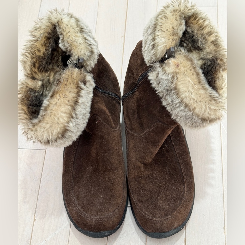 LLBean Fur-lined Warm Suede Boots EUC
